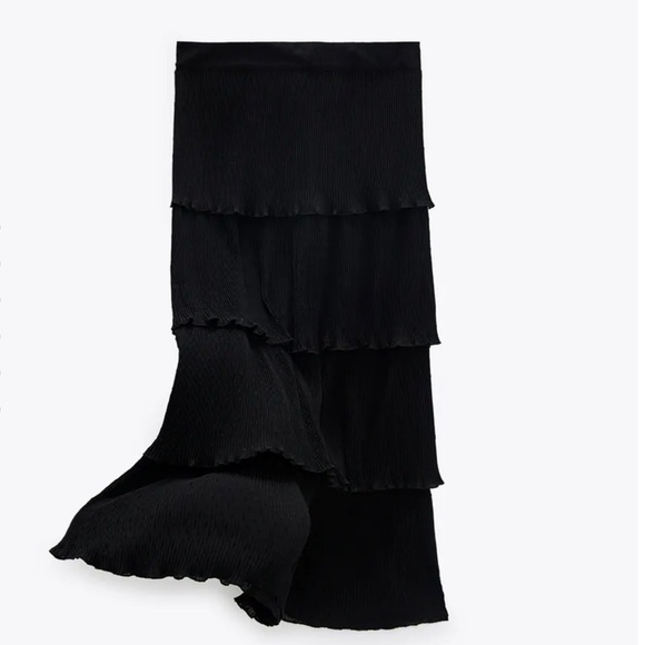 Zara | Ruffled Swiss Dotted Midi Mesh Skirt XS NWT - Picture 2 of 10